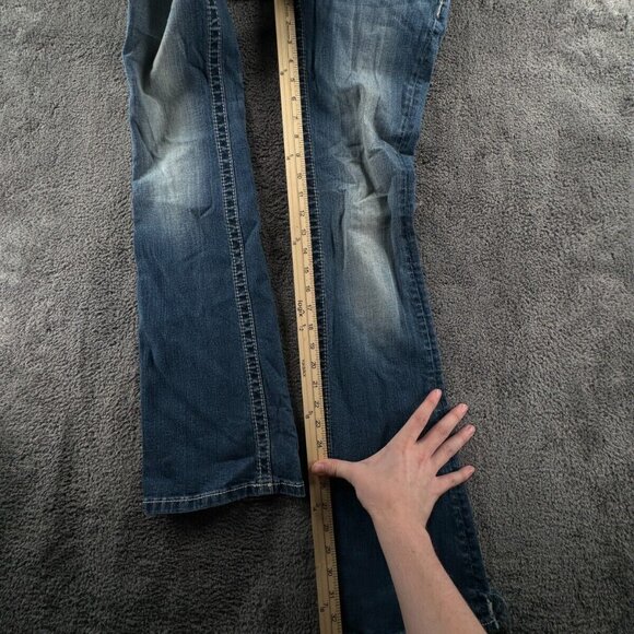 Miss Me Signature Rise Boot Cut Blue Denim Jeans Back Flap Pockets Women 26 - Picture 7 of 16